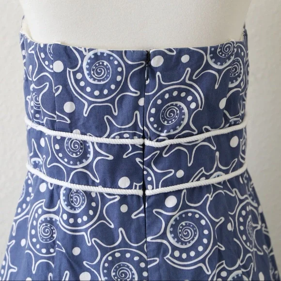 Vineyard Vines Blue & White Seashell Strapless Mini Dress Size 8 - Picture 4 of 6